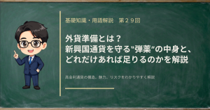 外貨準備の中身と、どれだけあれば足りるのかという物差しを解説する記事のアイキャッチ画像