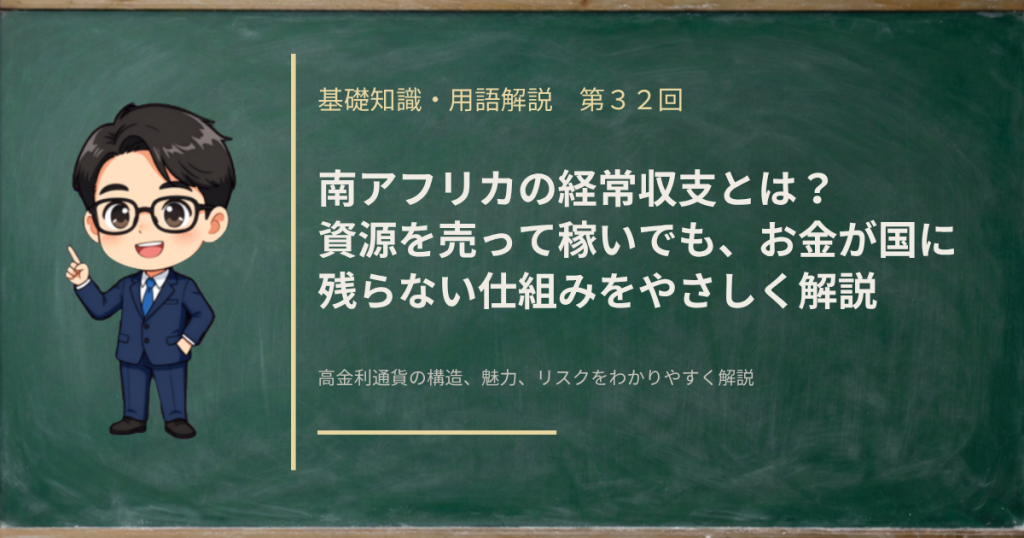 南アフリカの経常収支の中身から、資源で稼いだお金がどこまで国に残るのかを解説する記事のアイキャッチ画像