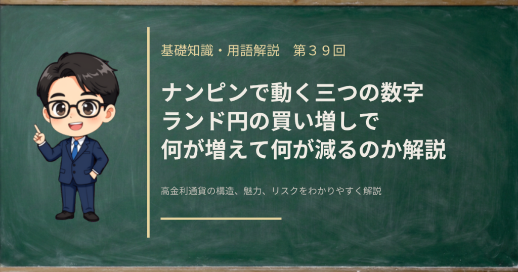 ランド円の買い増し（ナンピン）で平均取得単価とロスカット水準がどう動くかを解説する記事のアイキャッチ画像