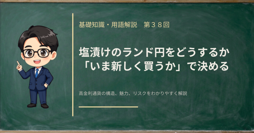 含み損を抱えたランド円を持ち続けるか損切りするかの決め方を解説する記事のアイキャッチ画像