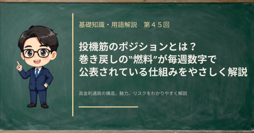 投機筋の建玉報告（CFTC）の読み方と、巻き戻しの燃料が残っているかを毎週の数字で確かめる方法を解説する記事のアイキャッチ画像